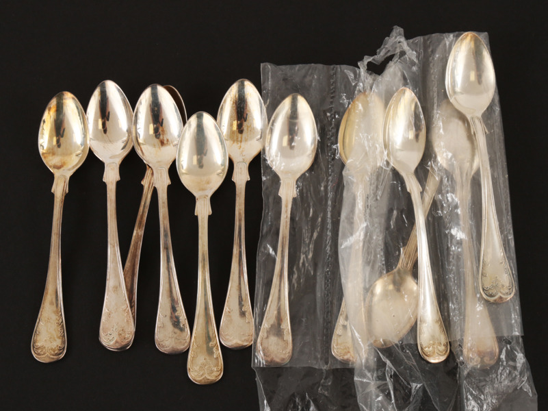 Kaffeskedar 12st, silver, "Gammal Fransk"