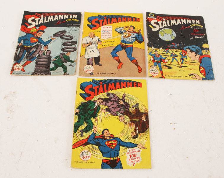 Serietidningar 4st, Stålmannen, 1950