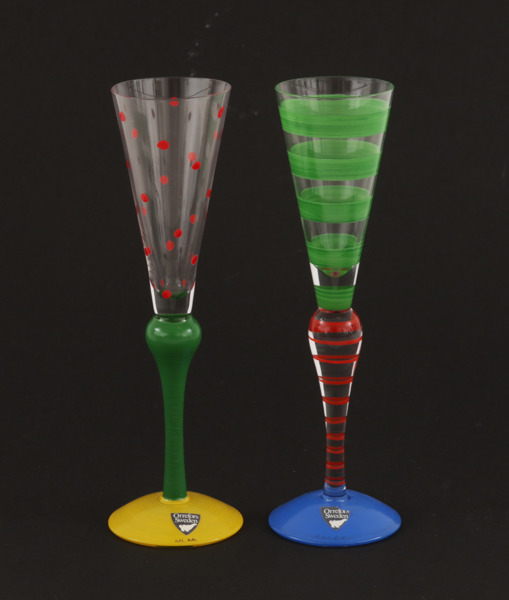 Snapsglas 2st, "Clown", Ann Nilsson för Orrefors