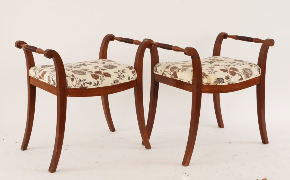 Taburetter ett par, empirestil, omkring år 1900