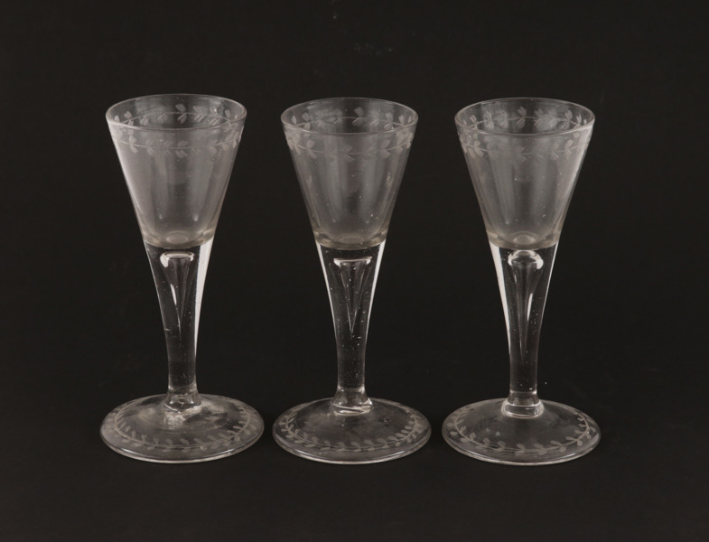 Vinglas 3st, 17/1800-tal