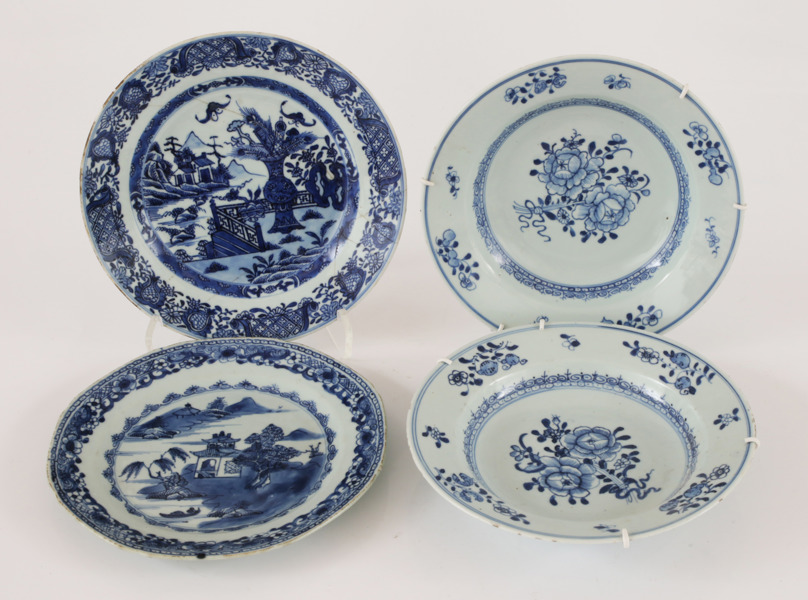 Tallrikar 4st, Kina, Qianlong, 1700-tal