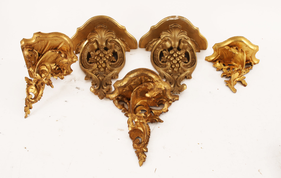 Väggkonsoler 5st, rokokostil, 18/1900-tal