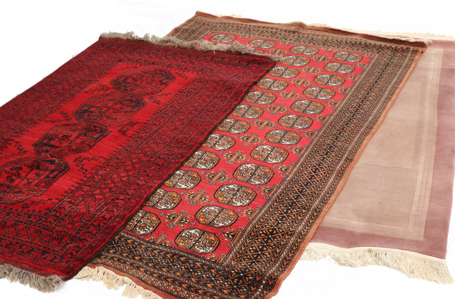 Handknutna mattor 3st, bl.a. Kina