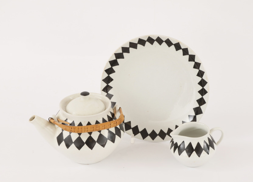 Teservisdelar 3st, "Svart ruter", Gustavsberg