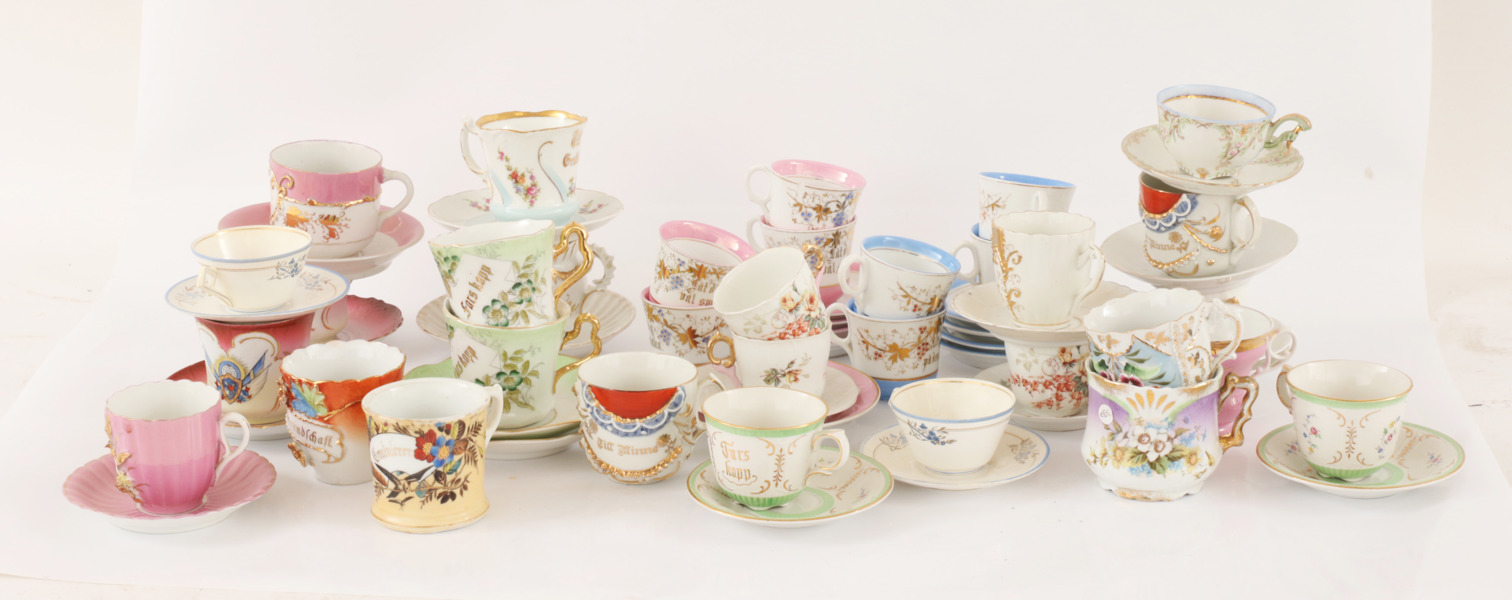 Parti te- och kaffekoppar, bl.a. Rörstrand, 18/1900-tal