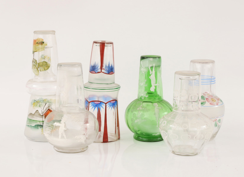 Vattenkaraffer med glas 6st, tidigt 1900-tal