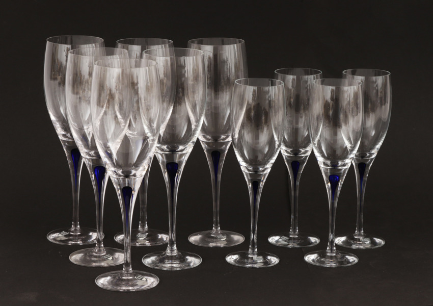 Vinglas 6+4, "Intermezzo", Erika Lagerbielke för Orrefors