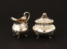 Sockerskål och gräddkanna, silver, rokokostil, 1900-tal