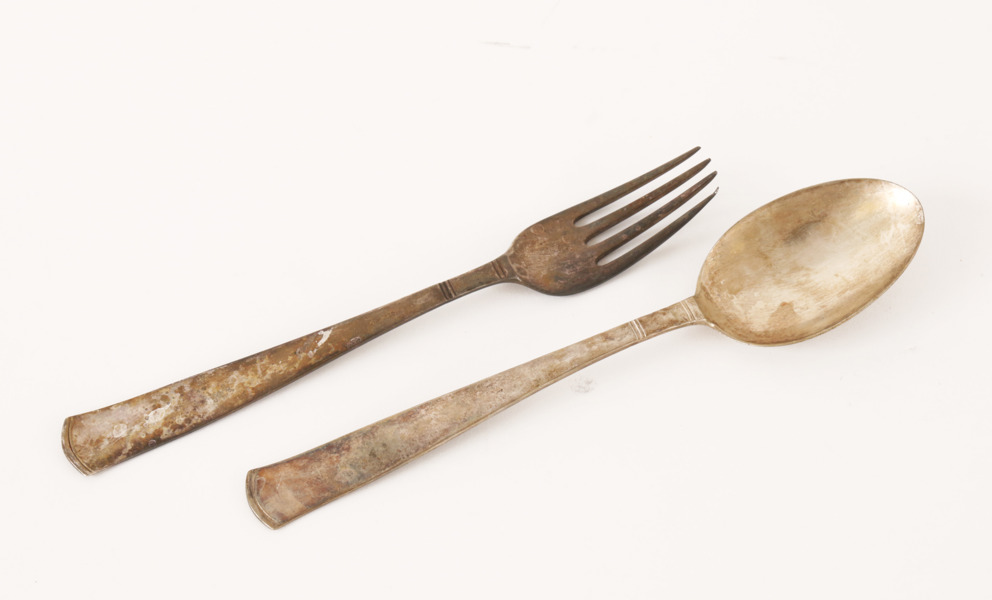 Bordssked och gaffel, silver, "Rosenholm"
