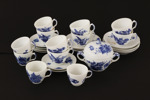 Kaffe- och moccaservisdelar, "Blå blomster", Royal Copenhagen