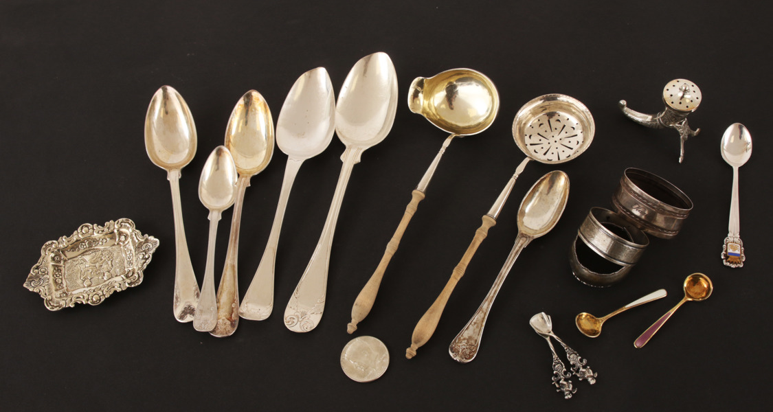 Parti silverföremål, bl.a. 1800-tal