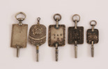 Fickursnycklar 5st, silver, 1800-tal