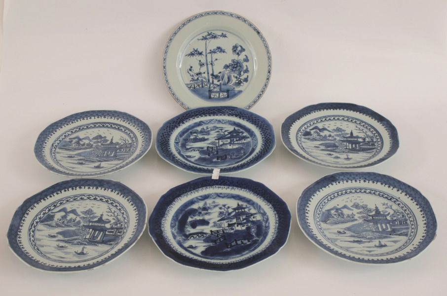 Tallrikar 7st, Kina, 17/1800-tal