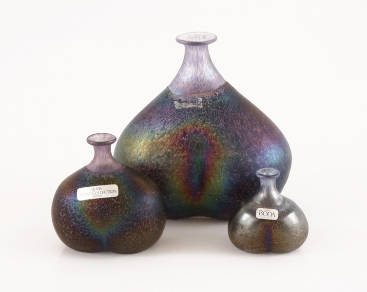 Konstglas 3 delar, "Volcano", Bertil Vallien för Kosta Boda