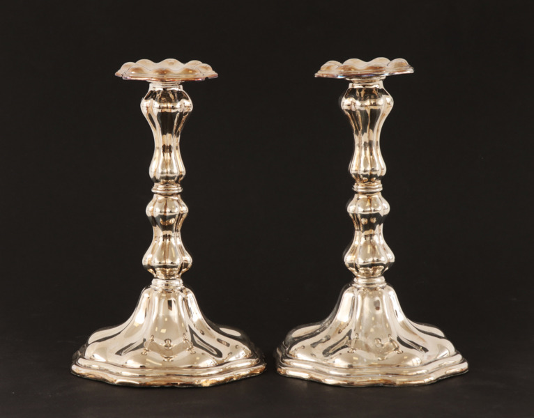 Ljusstakar ett par, silver, rokokostil, 1936