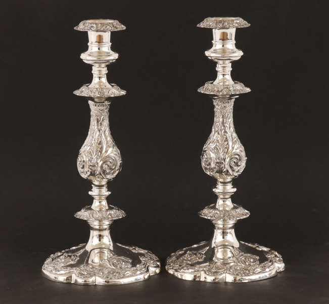 Ljusstakar ett par, nysilver, 1800-tal