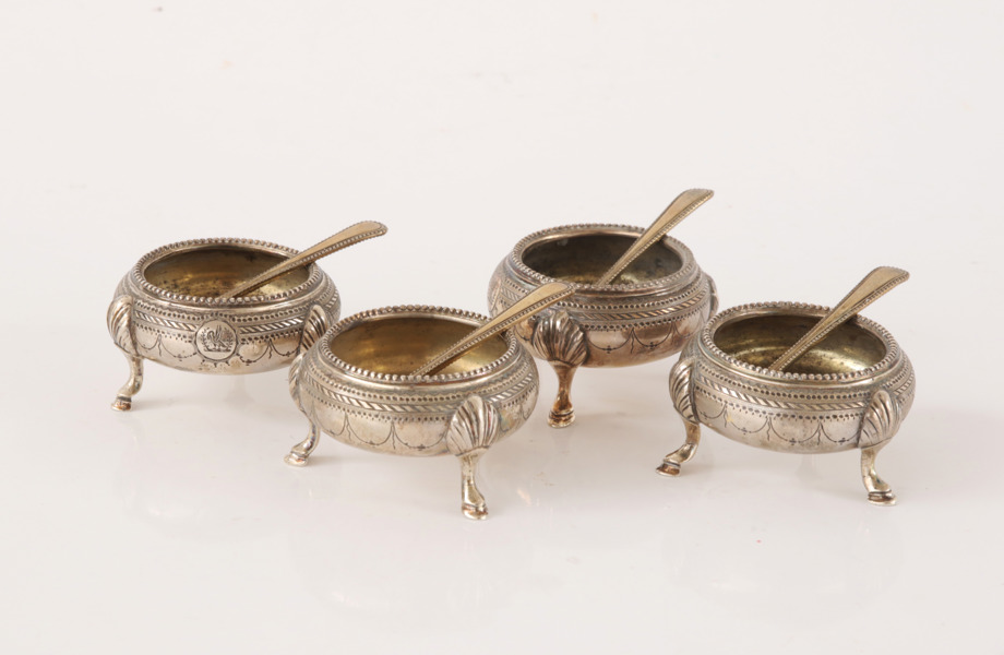 Saltkar 4st, sterlingsilver, England, Mappin Brothers, London