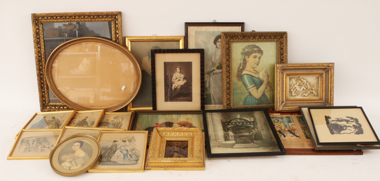 Parti grafik och ramar, bl.a. 1800-tal