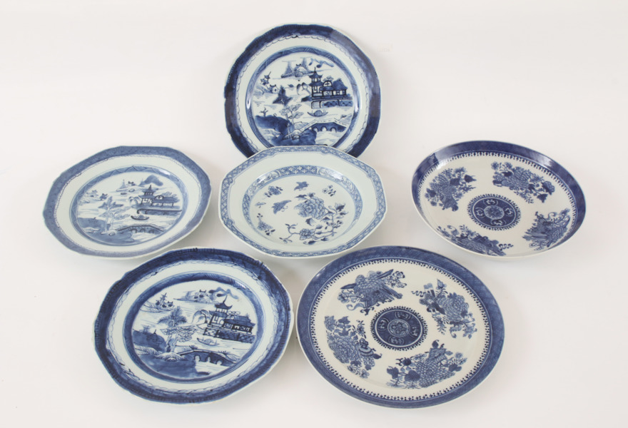 Tallrikar 6st, Kina, 17/1800-tal