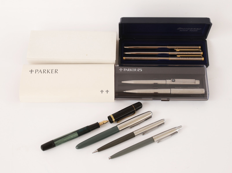 Pennor 9st, bl.a. Parker