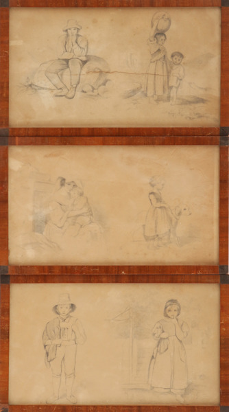 Blyertsteckningar 3st, 1800-tal