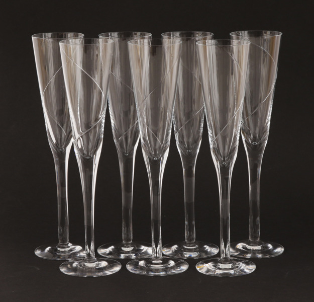 Champagneglas 7st, "Line", Anna Ehrner för Kosta Boda