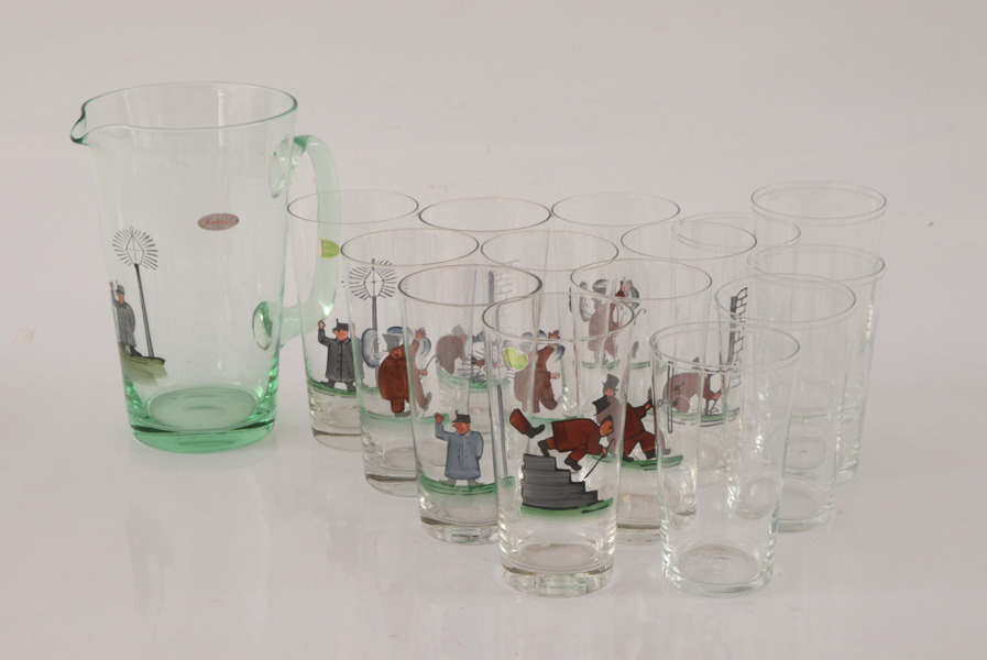 Tillbringare samt grogglas 14st, bl.a. Åfors