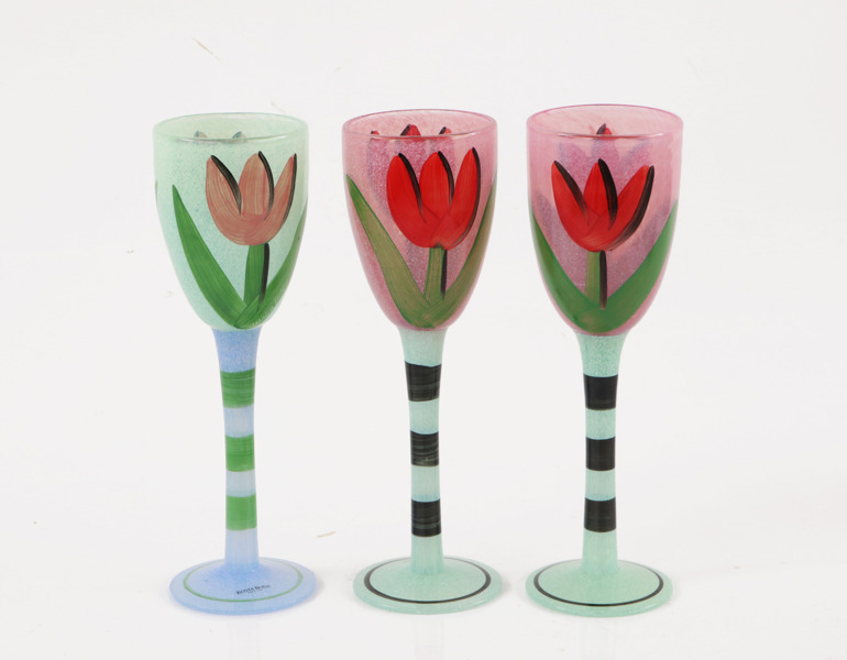 Pokalglas 3st, Ulrica Hydman Vallien för Kosta Boda