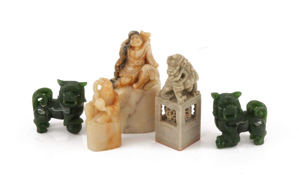 Skulpturer 5st, Kina, 1900-tal