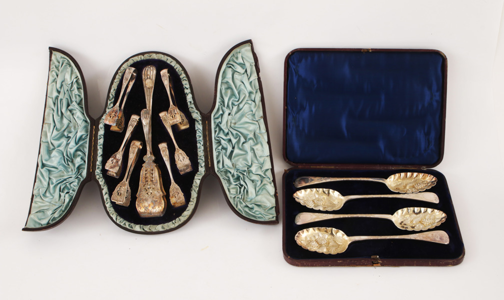 Serveringsbestick 11 delar, nysilver, England