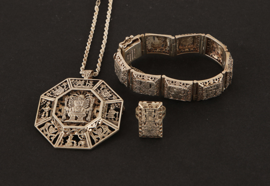 Smycken 3 delar, sterlingsilver, Peru