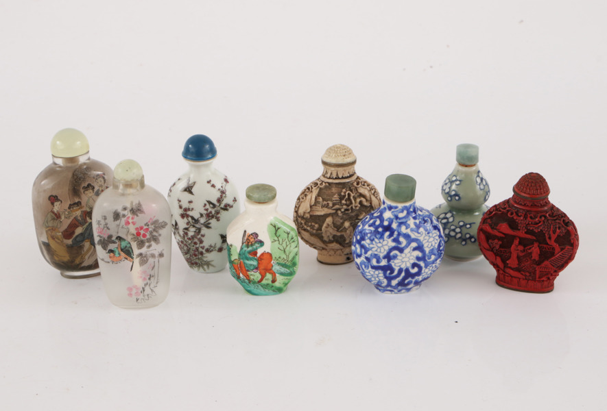 Snusflaskor 8st, Kina, 1900-tal