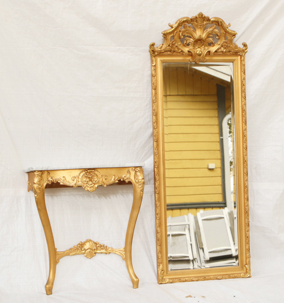Spegel med konsolbord, rokokostil, 1900-tal