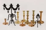 Ljusstakar och kandelaber 11 delar, bl.a. 1800-tal