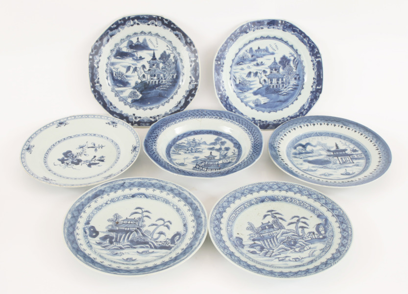 Tallrikar 7st, Kina, 17/1800-tal
