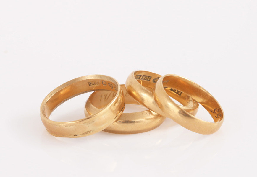 Släta ringar 4st, 18k