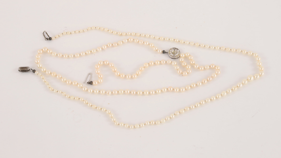 Pärlhalsband 2st med lås i silver/sterlingsilver