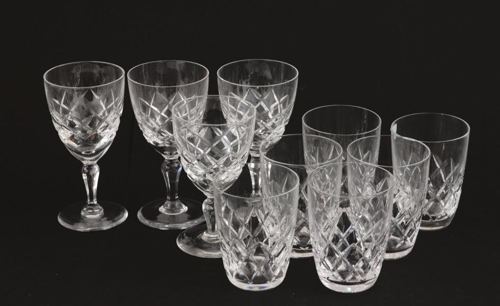 Glasservisdelar 10st, "Karolina", Gunnar Cyrén för Orrefors