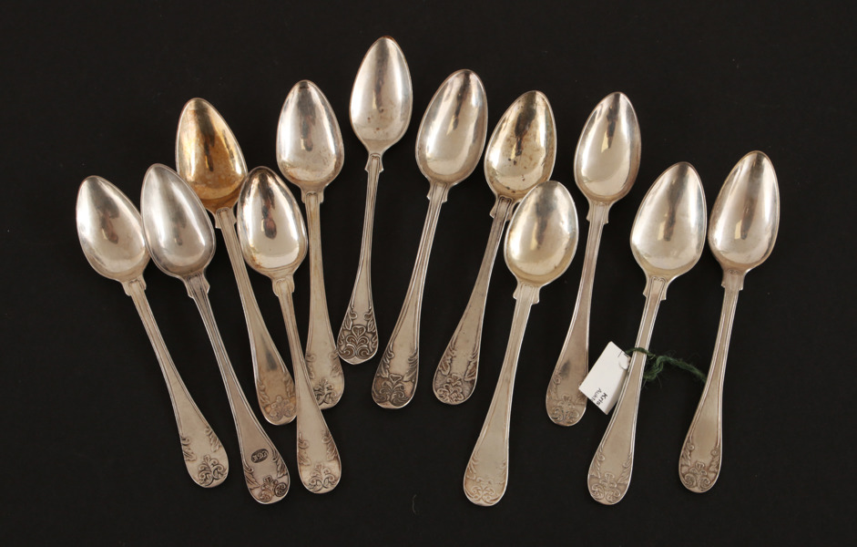 Teskedar 12st, silver, "Gammal Fransk"