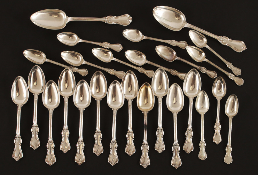 Skedar 26st, silver, "Olga", 1800-tal