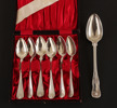 Teskedar 6st samt bordssked, silver, bl.a. Gustaf Möllenborg