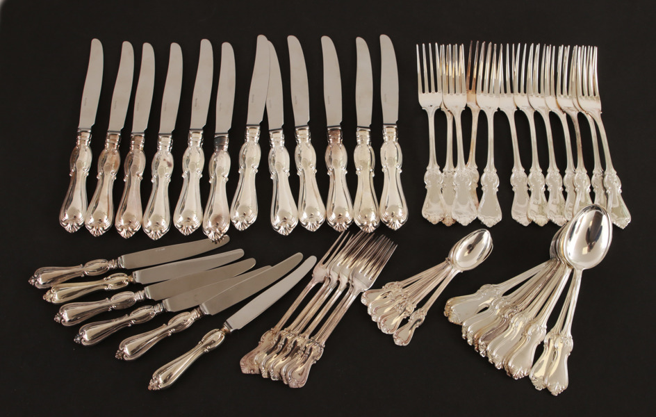 Bestickuppsättning 54 delar, silver, "Olga", Scandia