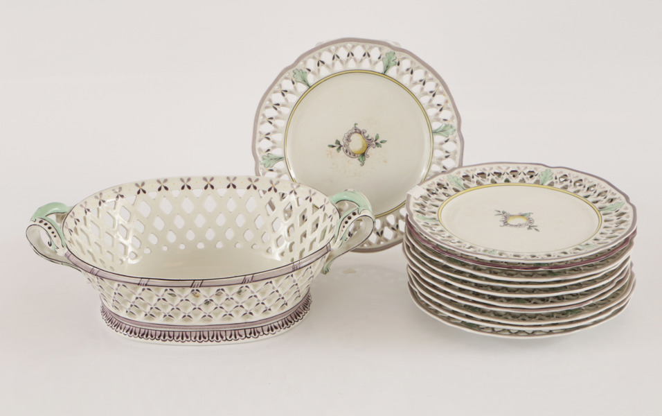 Assietter 11st samt gallerskål, Rörstrand, tidigt 1900-tal