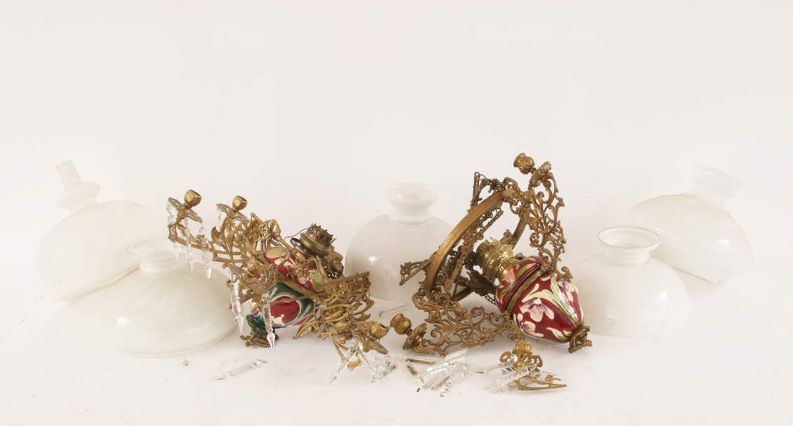 Fotogenlampsdelar, omkring år 1900