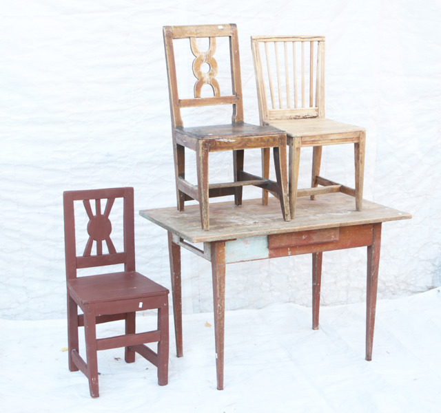 Möbler 4 delar, allmoge, 1800-tal