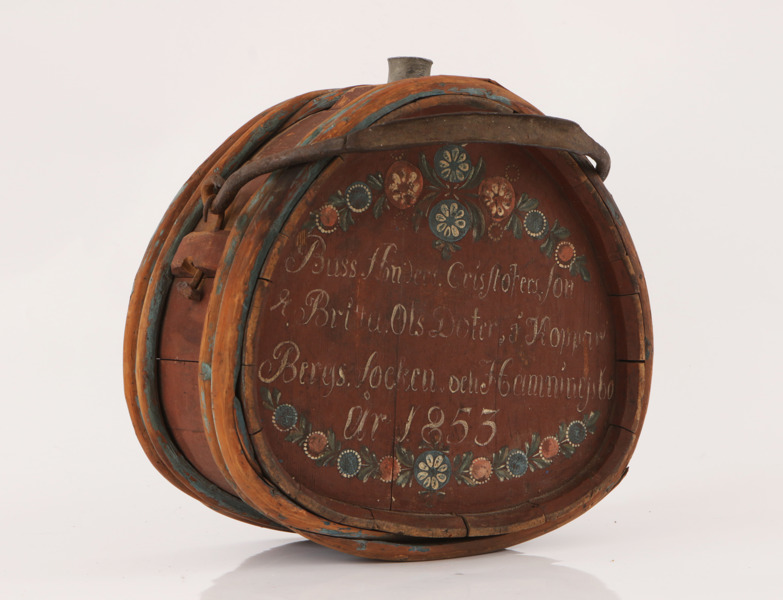 Vattenflaska, allmoge, daterad 1853