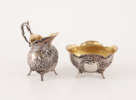 Sockerskål och gräddkanna, silver, rokokostil, 1900-tal