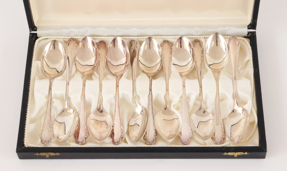 Kaffeskedar 12st, silver, "Haga"