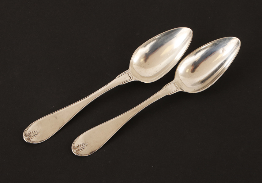 Begravningsskedar ett par, silver, daterade 1828